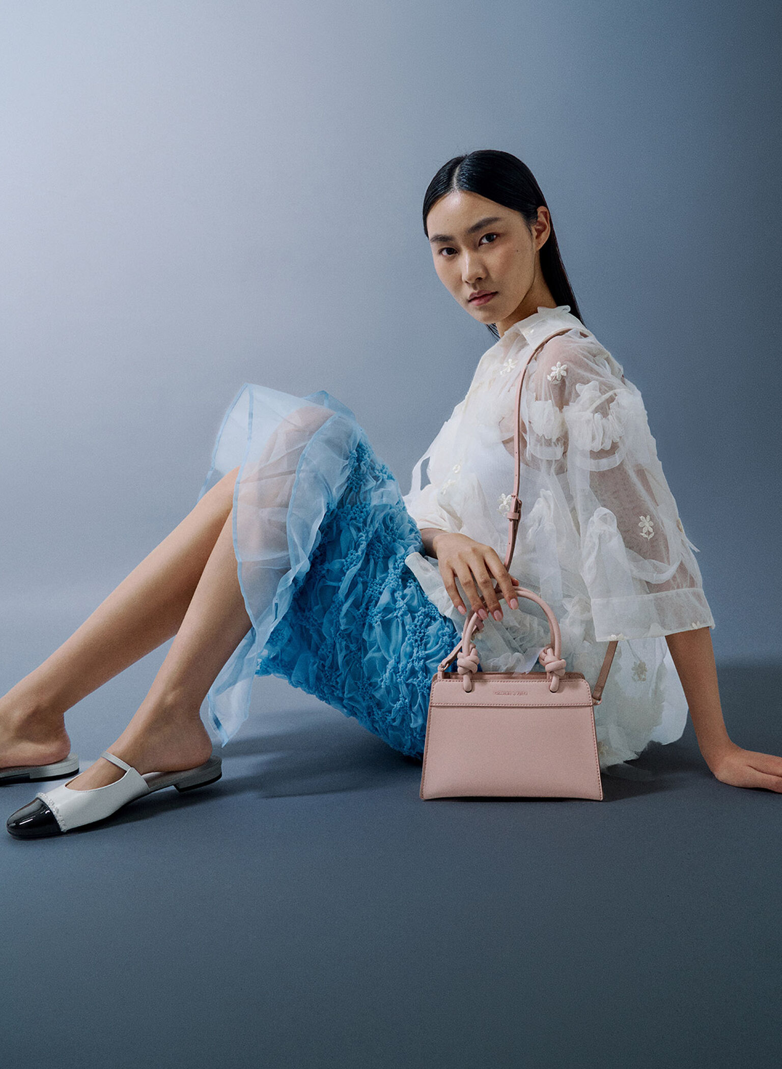 Sabine Knotted-Handle Trapeze Tote Bag, Light Pink, hi-res