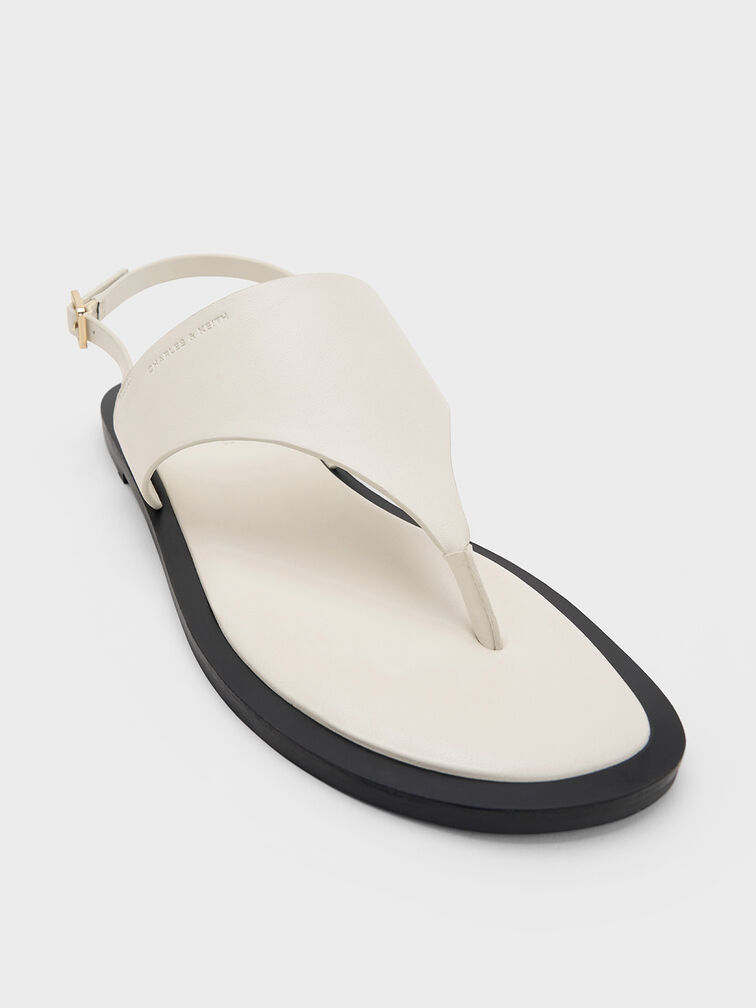 V-Strap Slingback Thong Sandals, Chalk, hi-res