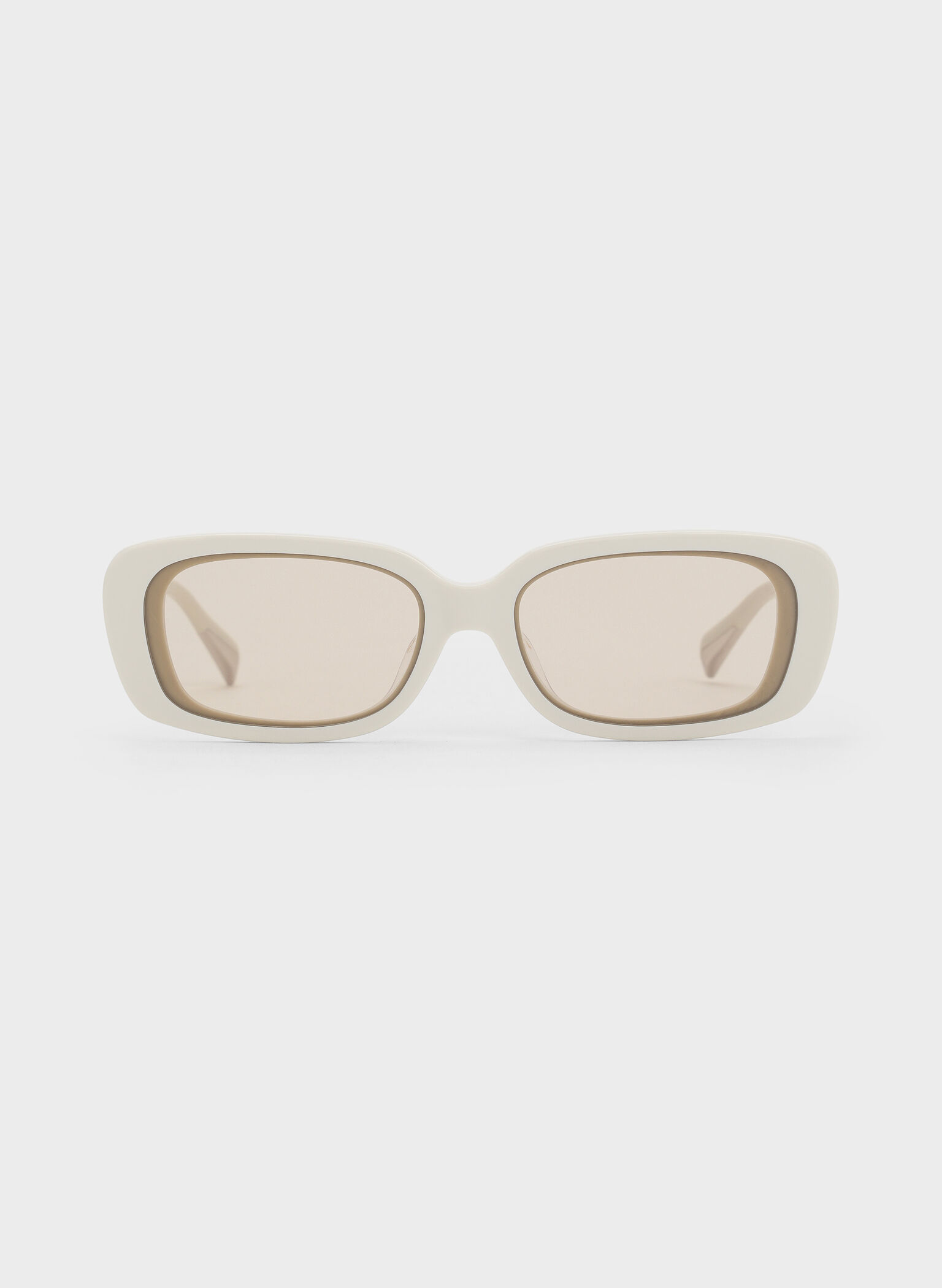 Gafas de sol Aubrey rectangulares de acetato reciclado, Blanco tiza, hi-res
