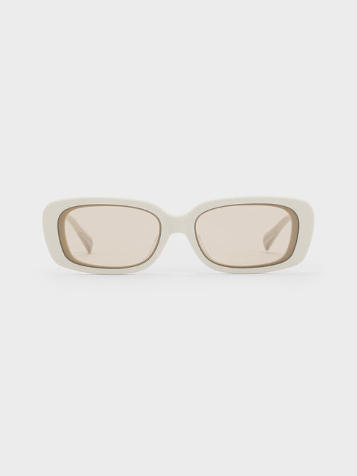 Aubrey Rectangular Recycled Acetate Sunglasses, Chalk, hi-res
