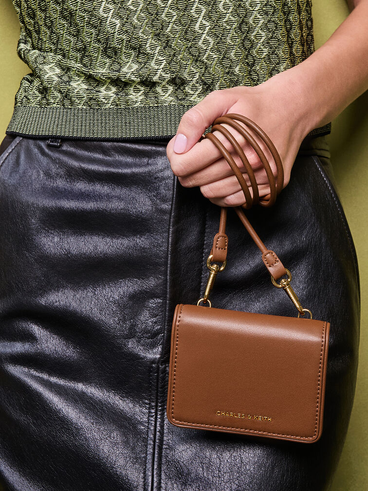 Cartera Lyla con correa anudada, Marrón chocolate, hi-res
