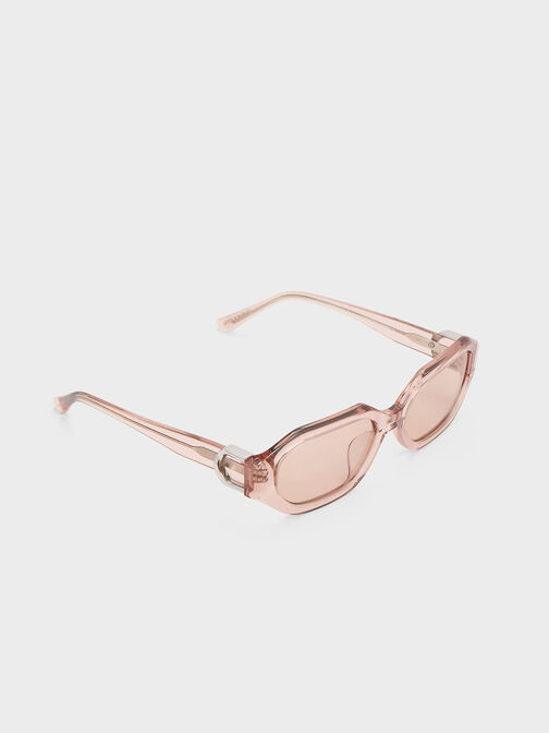 Gabine Recycled Acetate Oval Sunglasses, Pink, hi-res