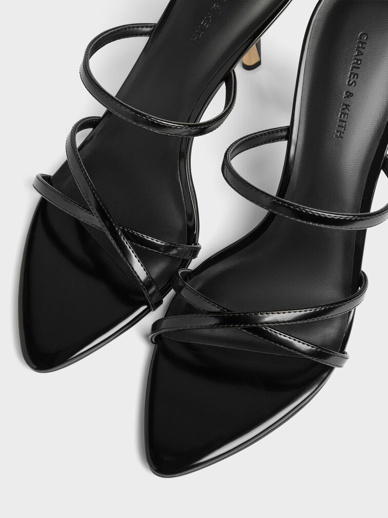 Taylen Strappy Heeled Mules, Black Box, hi-res