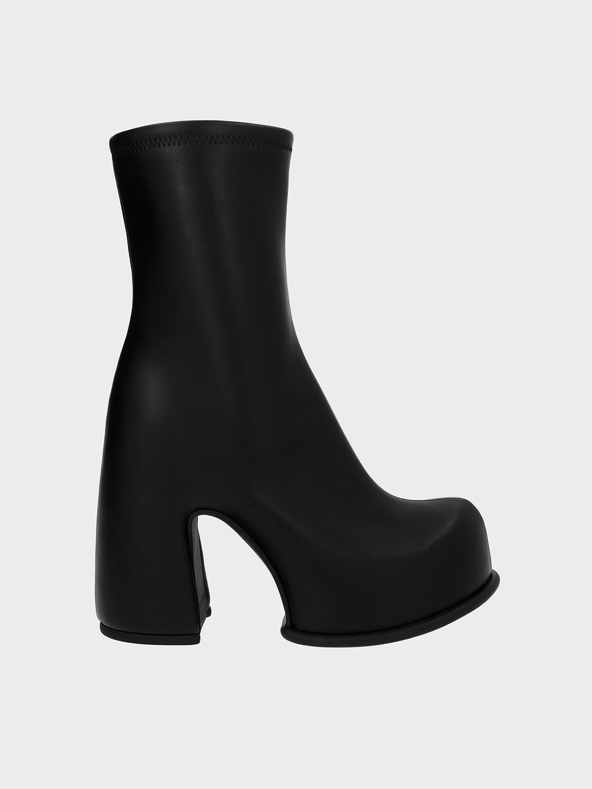 Black Pixie Platform Ankle Boots - CHARLES & KEITH LK