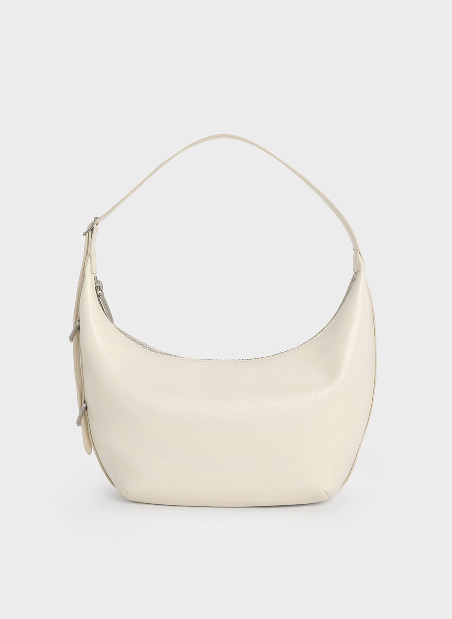 Bolso hobo curvo Bryna, Crema, hi-res