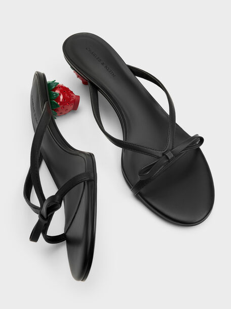 Sonali Bow Strawberry-Heel Mules, Black, hi-res