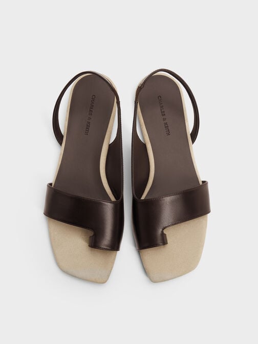 Toe-Ring Slingback Sandals, Dark Brown, hi-res