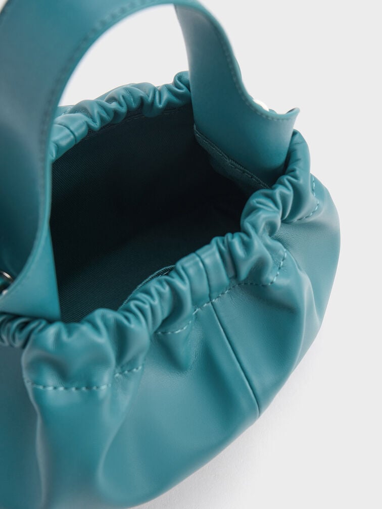 Ally Ruched Slouchy Bag, Turquoise, hi-res