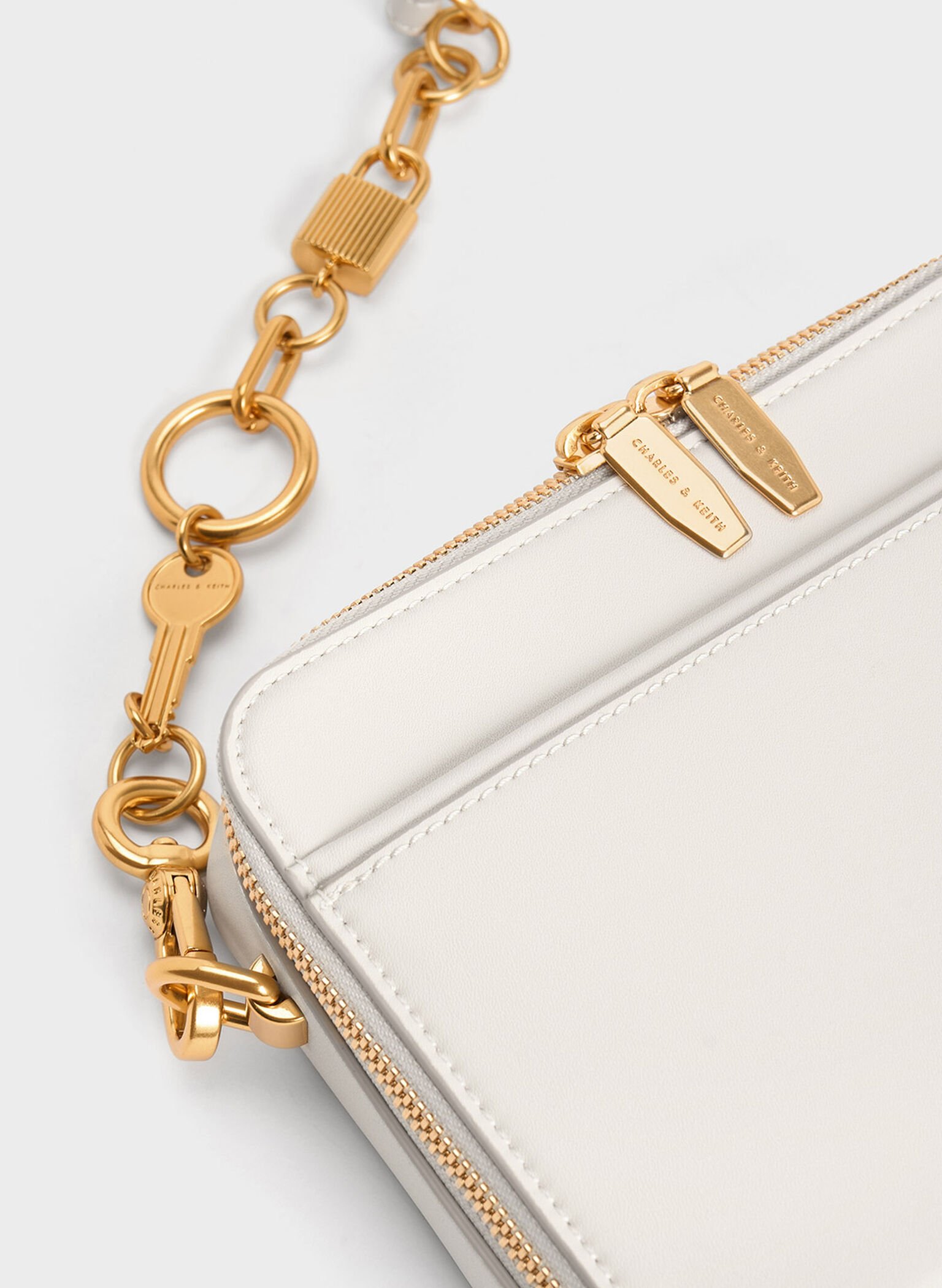 Cream Lock & Key Chain Handle Bag - CHARLES & KEITH PH