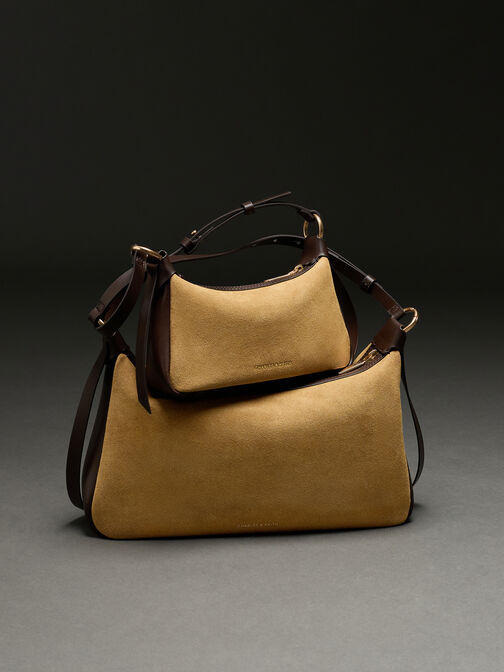 Mini Calla Suede Shoulder Bag, Sahara Sand, hi-res