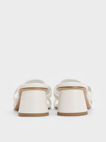 Sandalias de tacón Easley recortadas con efecto cocodrilo, Animal print blanco, hi-res