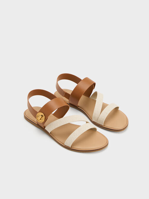 Yara Turn Lock Strappy Sandals, Caramel, hi-res