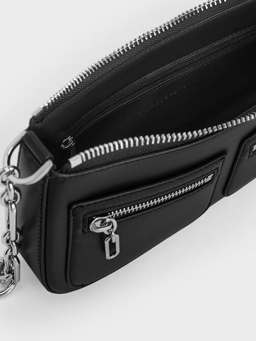 Chain-Strap Shoulder Bag, Noir, hi-res