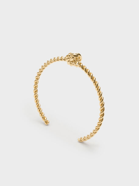 Sable Rope-Knot Cuff Bangle, Gold, hi-res