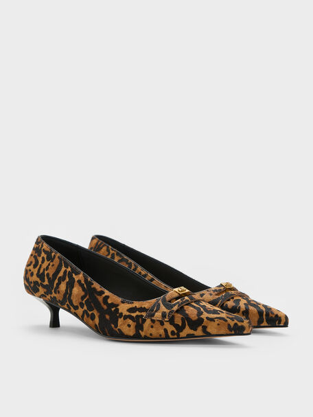 Georgina Calf Hair Leopard-Print Kitten Heels, Animal Print Brown, hi-res