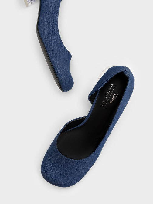 Judy Hopps Chain-Strap Denim D'Orsay Pumps, Blue, hi-res