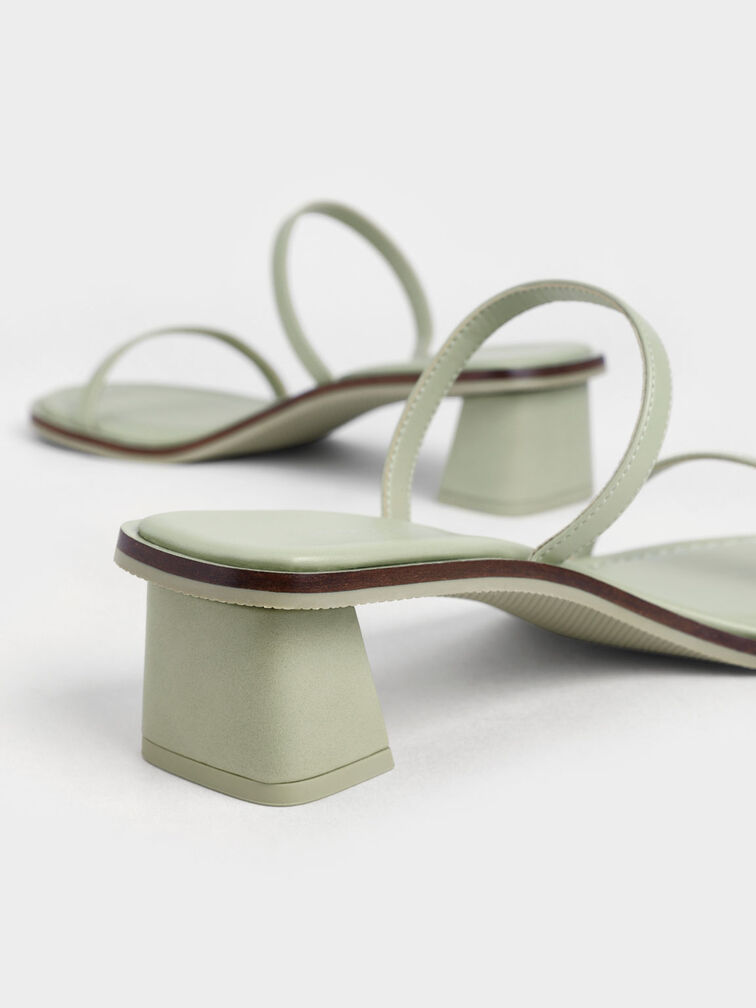 Strappy Trapeze Heel Mules, Sage Green, hi-res