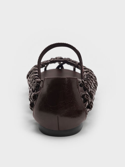 Woven Mary Jane Flats, Burgundy, hi-res