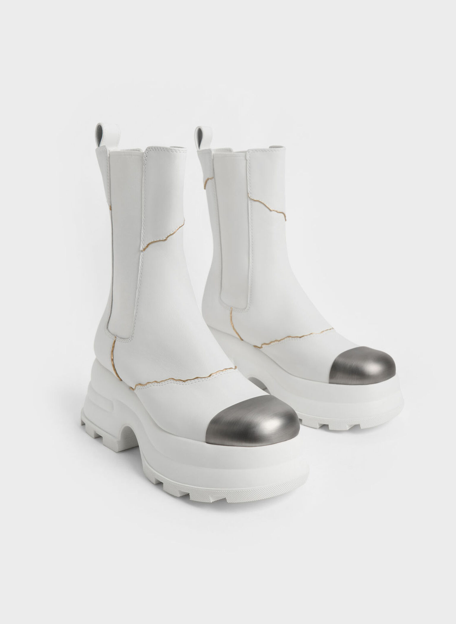Jules Leather Chelsea Boots, White, hi-res