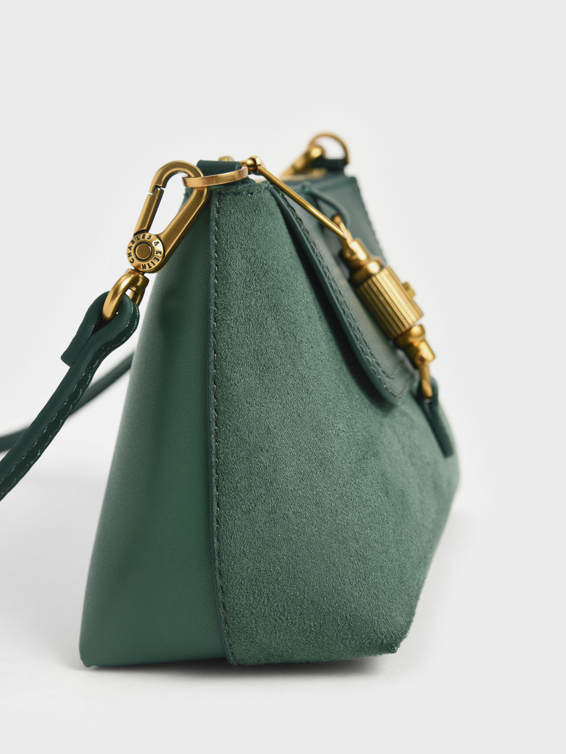 Atlas Textured Chain Handle Bag, Dark Green, hi-res