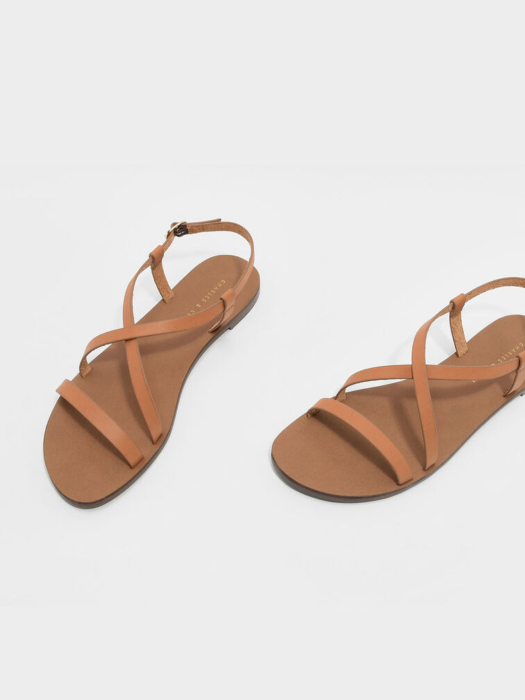 Criss Cross Sandals, Brown, hi-res