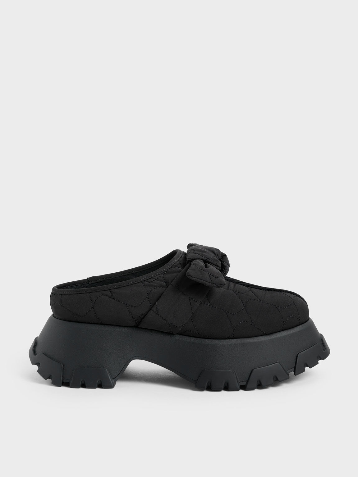 Black Recycled Polyester Knotted Platform Mules - CHARLES & KEITH KH