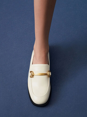 Metallic Accent Loafers, Chalk, hi-res