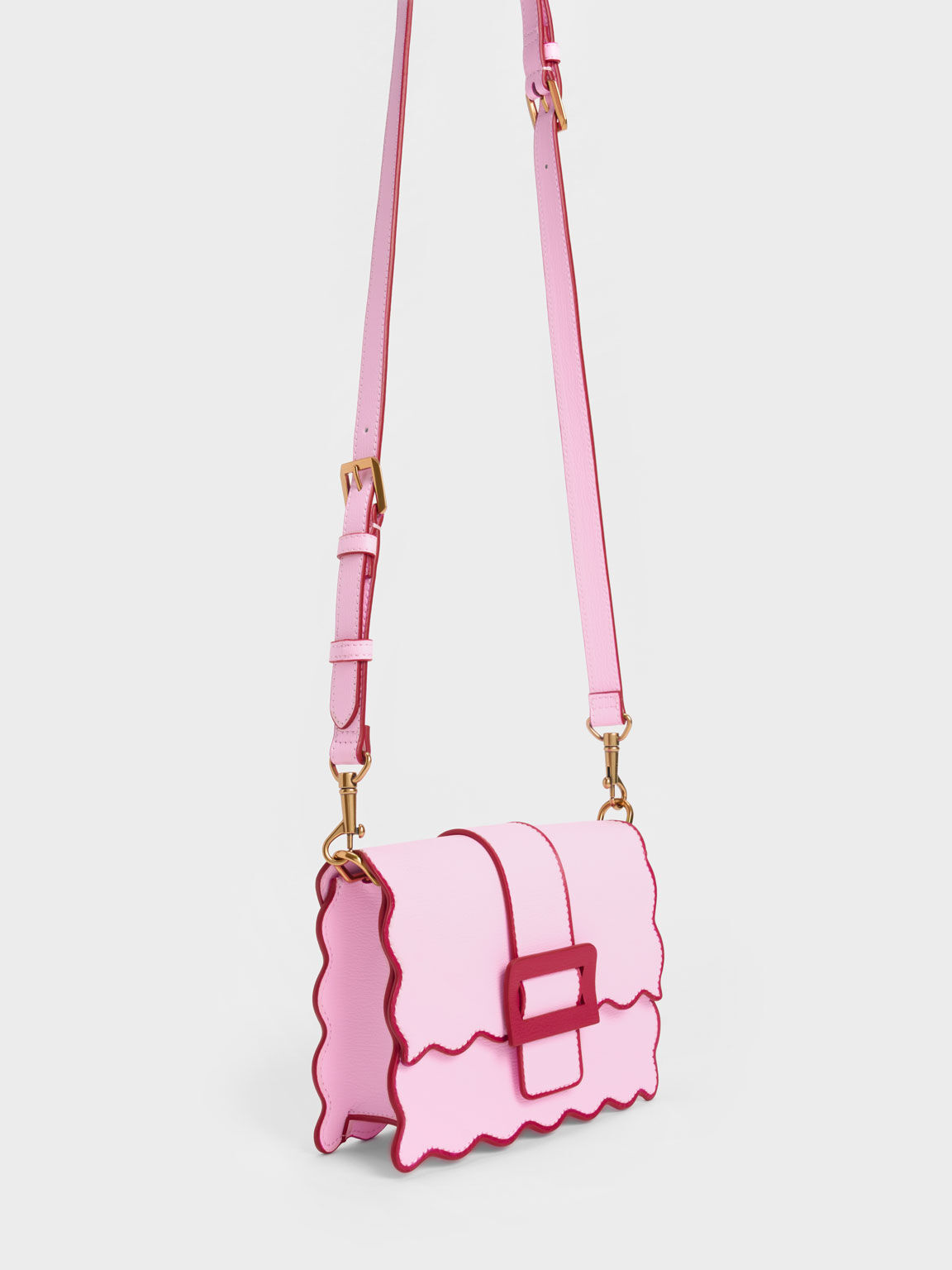 Pink Waverly Scallop-Trim Bag CHARLES & US