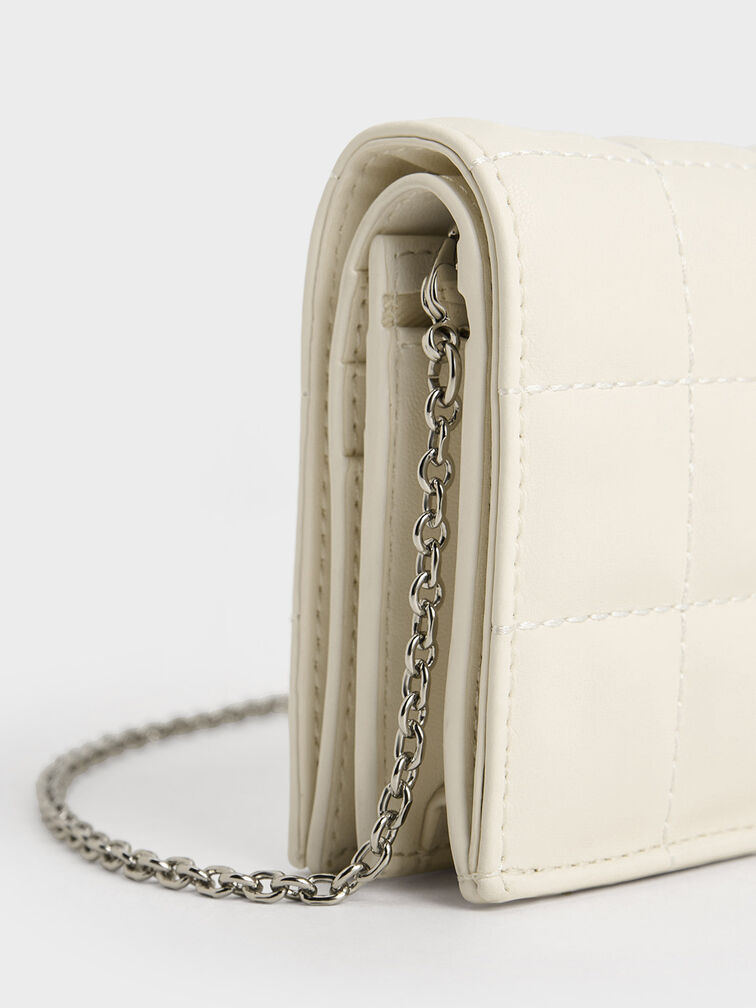 Cassia Quilted Mini Wallet, Cream, hi-res