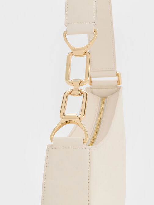 Agatha Chain-Accent Shoulder Bag, Cream, hi-res
