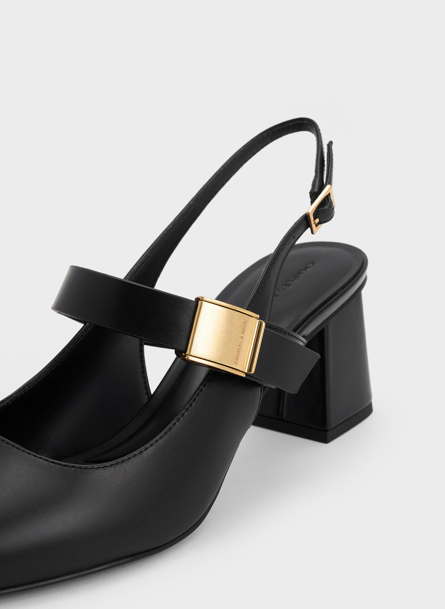 Yvette Mary Jane Slingback Pumps, Black, hi-res