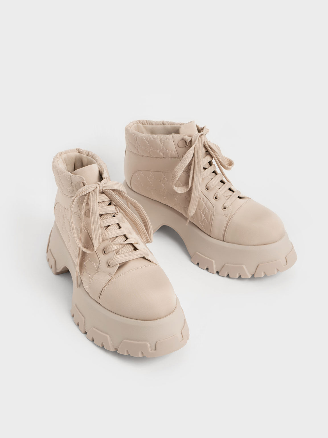 Recycled Polyester High-Top Sneakers, Nude, hi-res