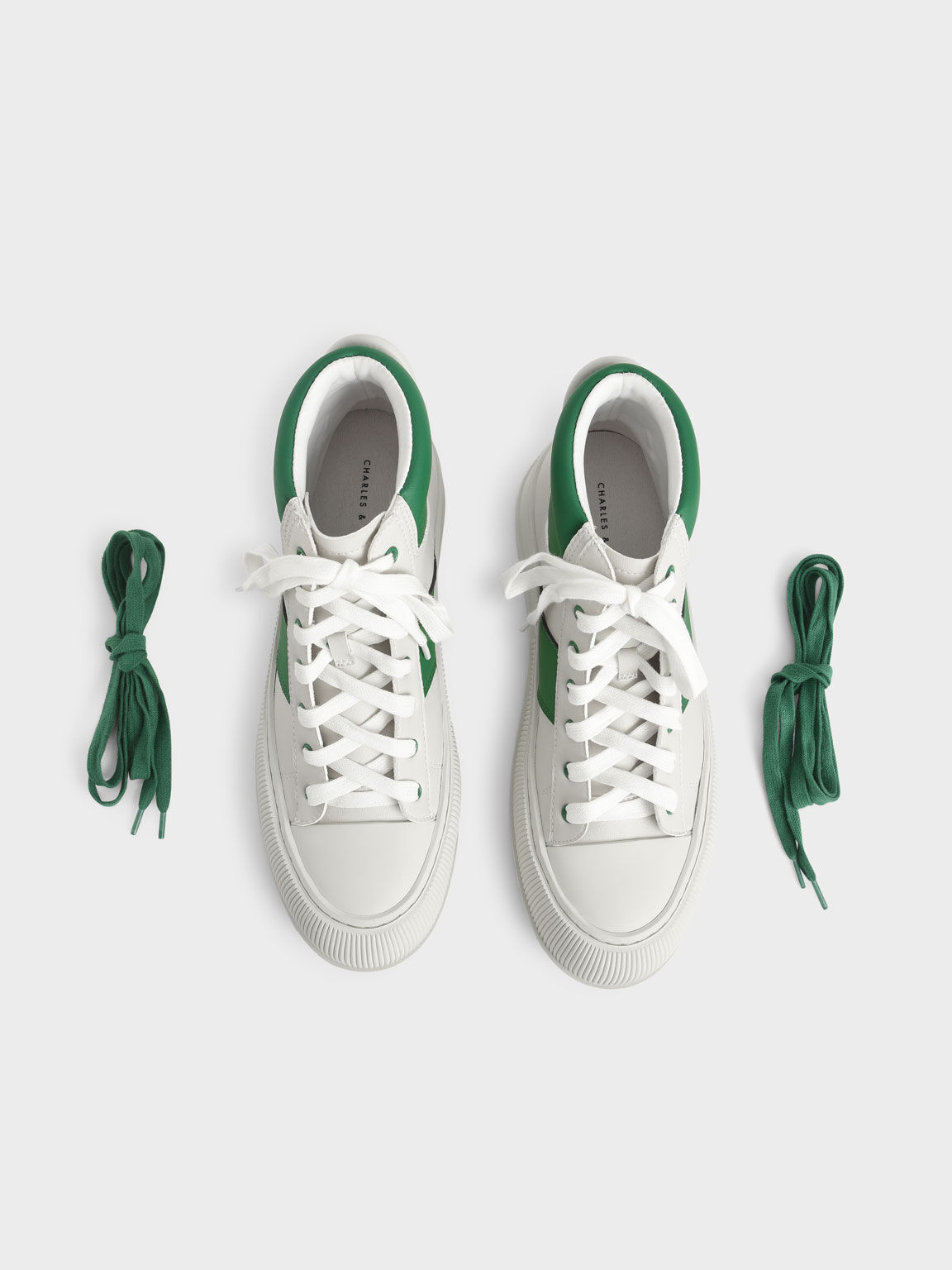 Two-Tone High-Top Sneakers, Green, hi-res