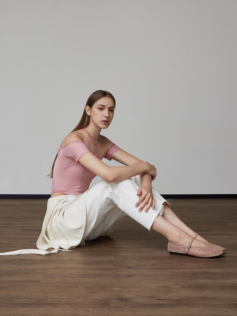 Maggie Mesh Mary Janes embelezada com cristal, Nude, hi-res