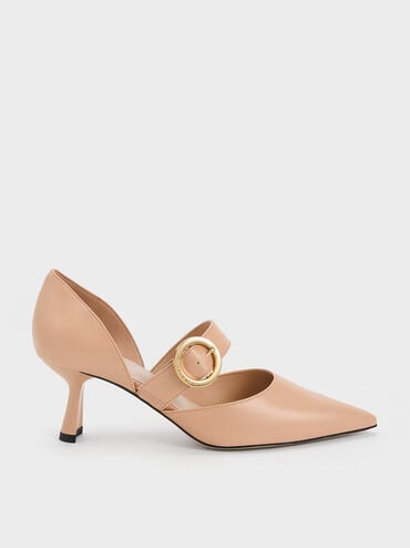 Buckled D'Orsay Pumps, Nude, hi-res