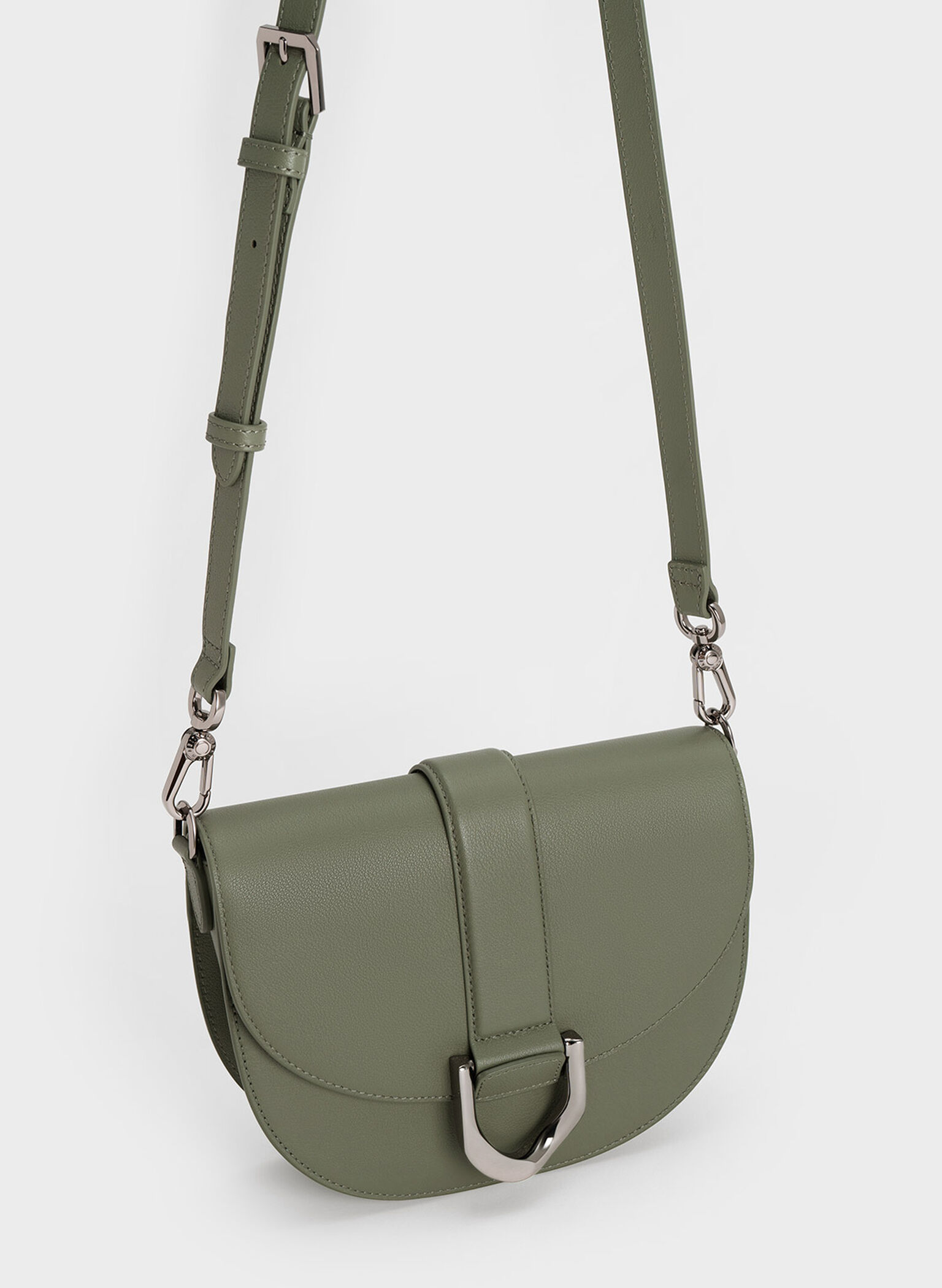 Gabine Leather Saddle Bag, Sage Green, hi-res