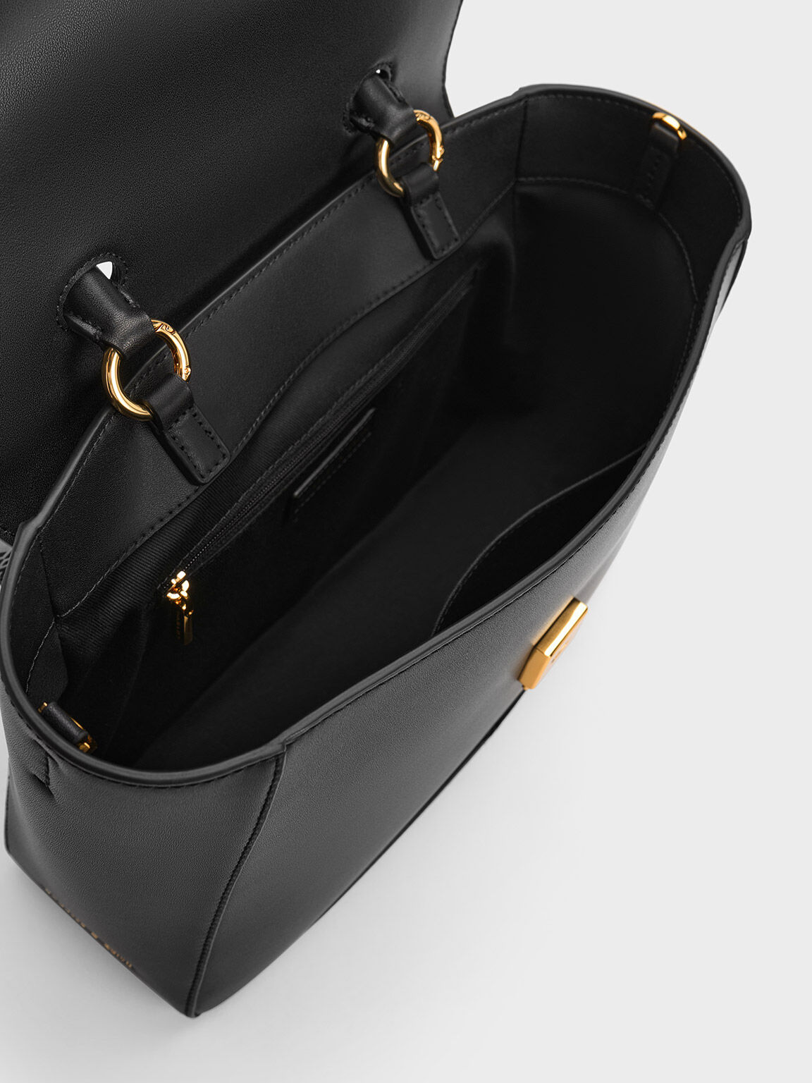 Bolso Arley de lona con asa superior con pañuelo, Negro texturizado, hi-res