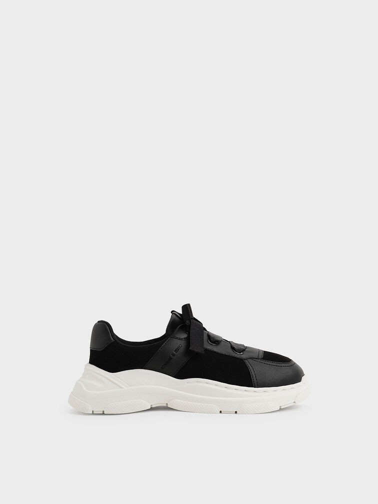 Black Girls' Bow-Tie Sneakers - CHARLES & KEITH