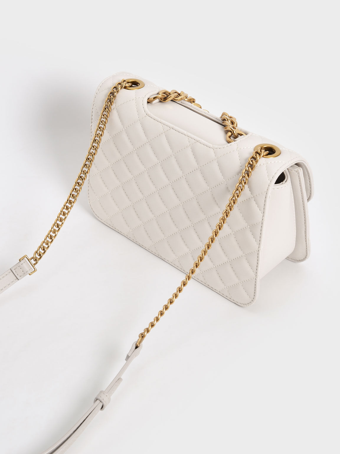 Quilted Chain Bag, Ivory, hi-res