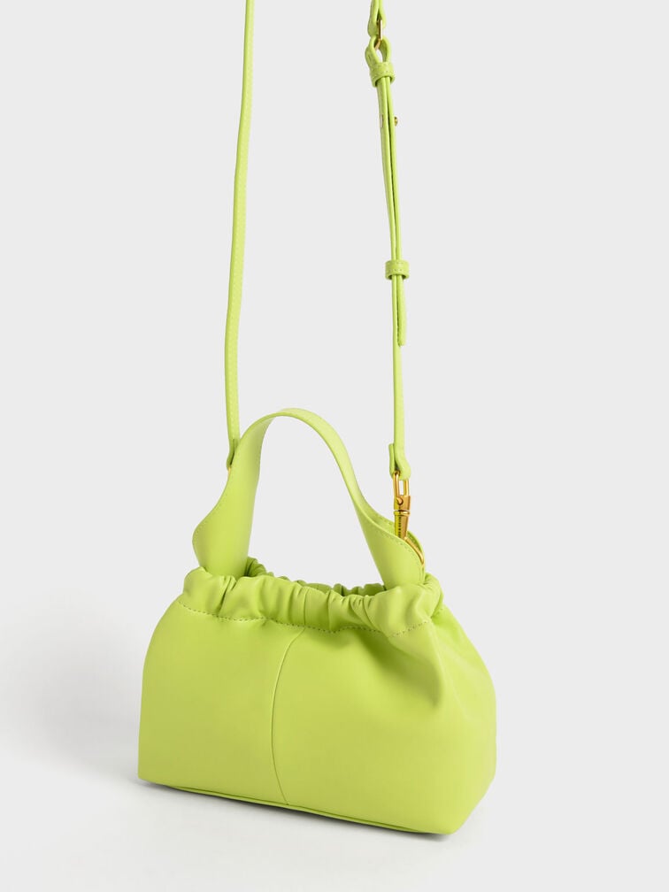 Ally Ruched Slouchy Bag, Lime, hi-res