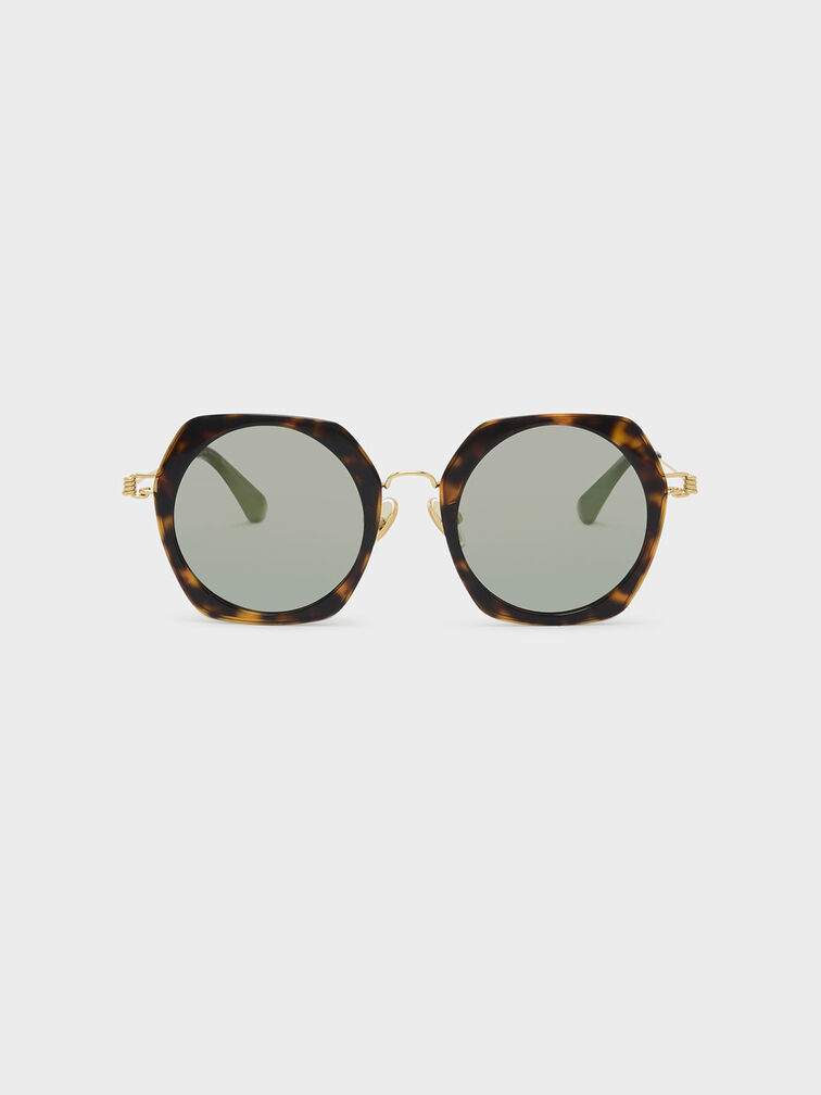 Geometric Frame Sunglasses, T. Shell, hi-res