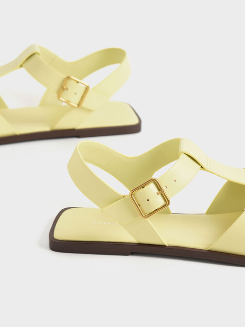 Strappy Crossover Sandals, Yellow, hi-res