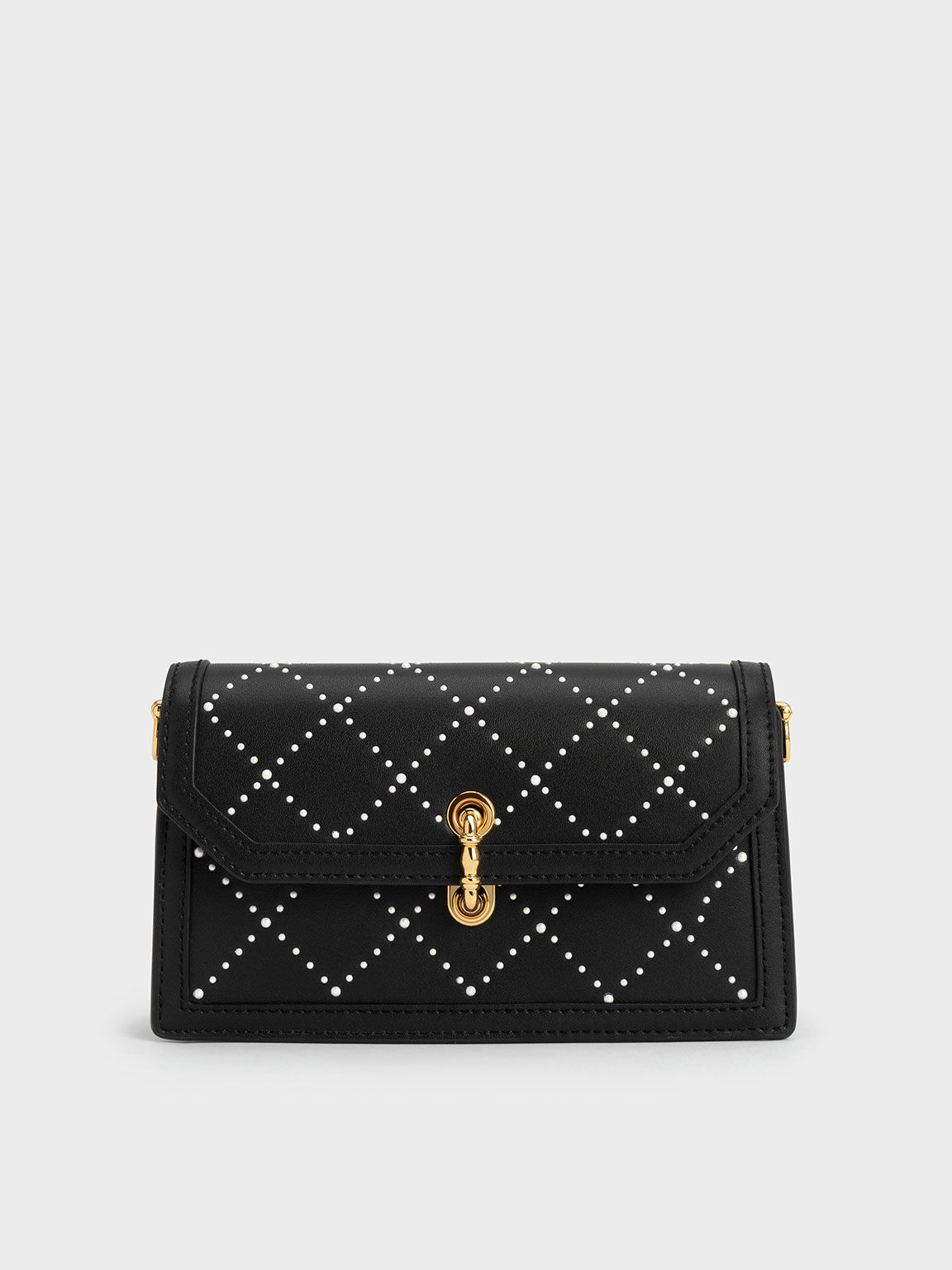 Marietta Textured Quilted Crossbody Bag, Black, hi-res