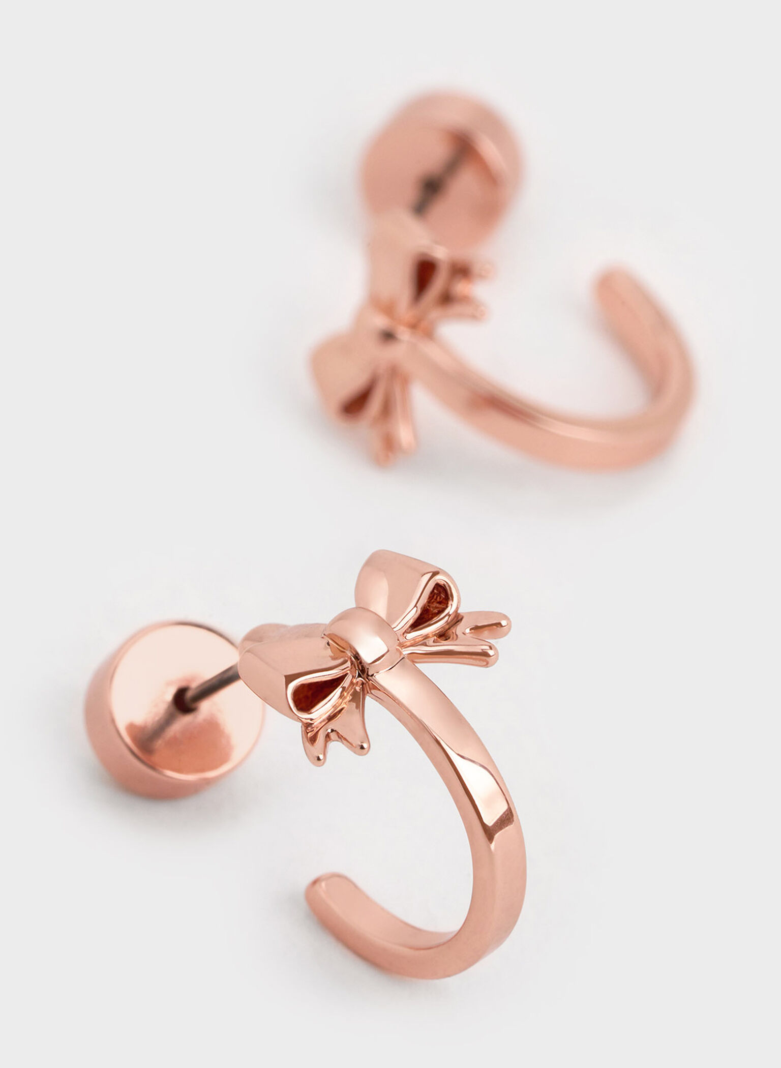 Paige Ribbon Stud Earrings, Rose Gold, hi-res