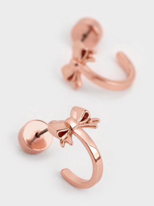 Pendientes cortos de lazo Paige, Oro rosa, hi-res