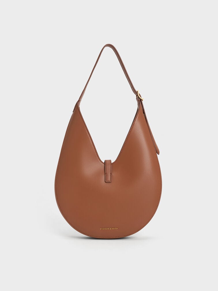 Bolso hobo Cesia con detalles metálicos, Marrón chocolate, hi-res