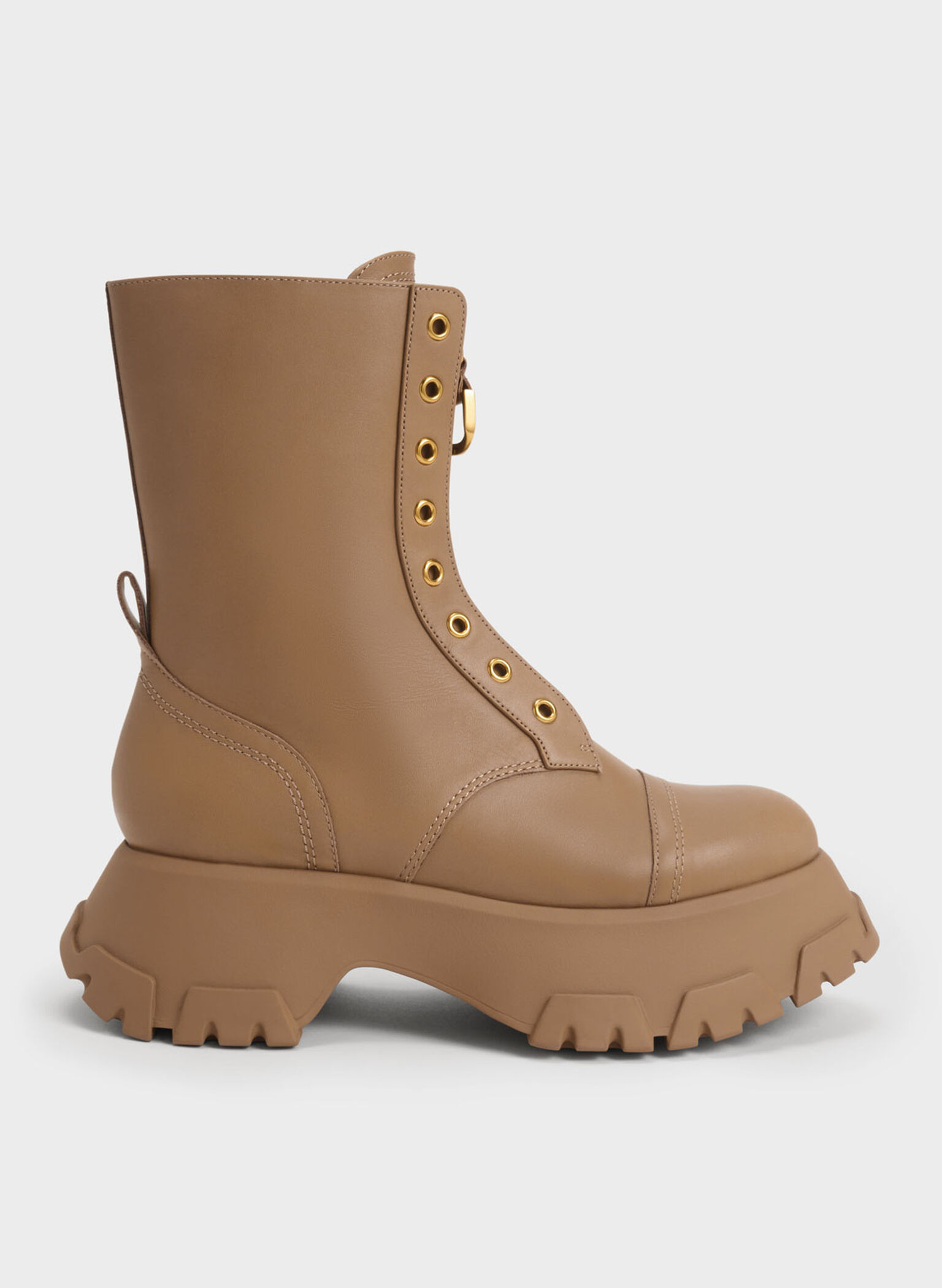 Gabine Front Zip Ankle Boots, Brown, hi-res