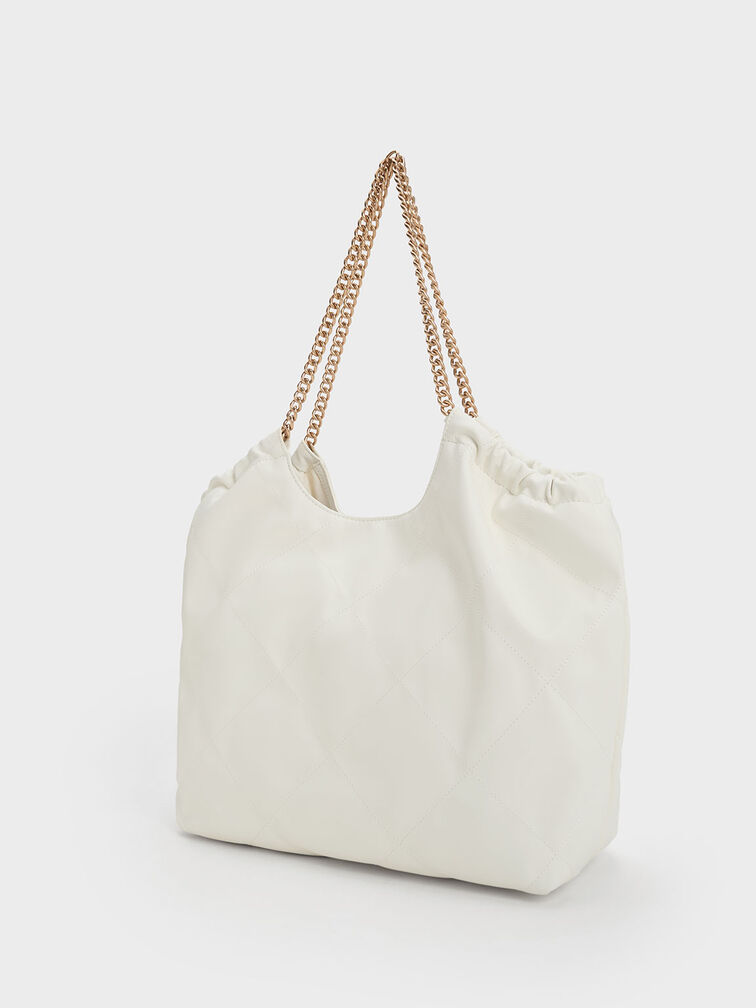 Bethel Chain Handle Tote Bag, White, hi-res