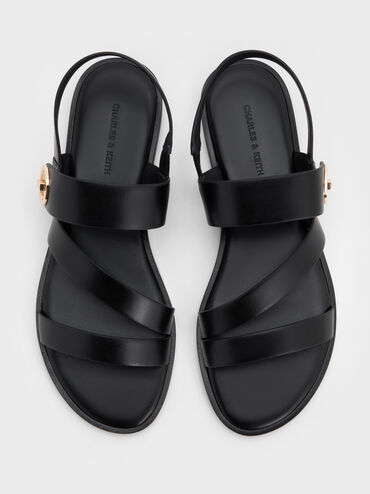 Sandalias de tiras con cierre giratorio Yara, Negro, hi-res