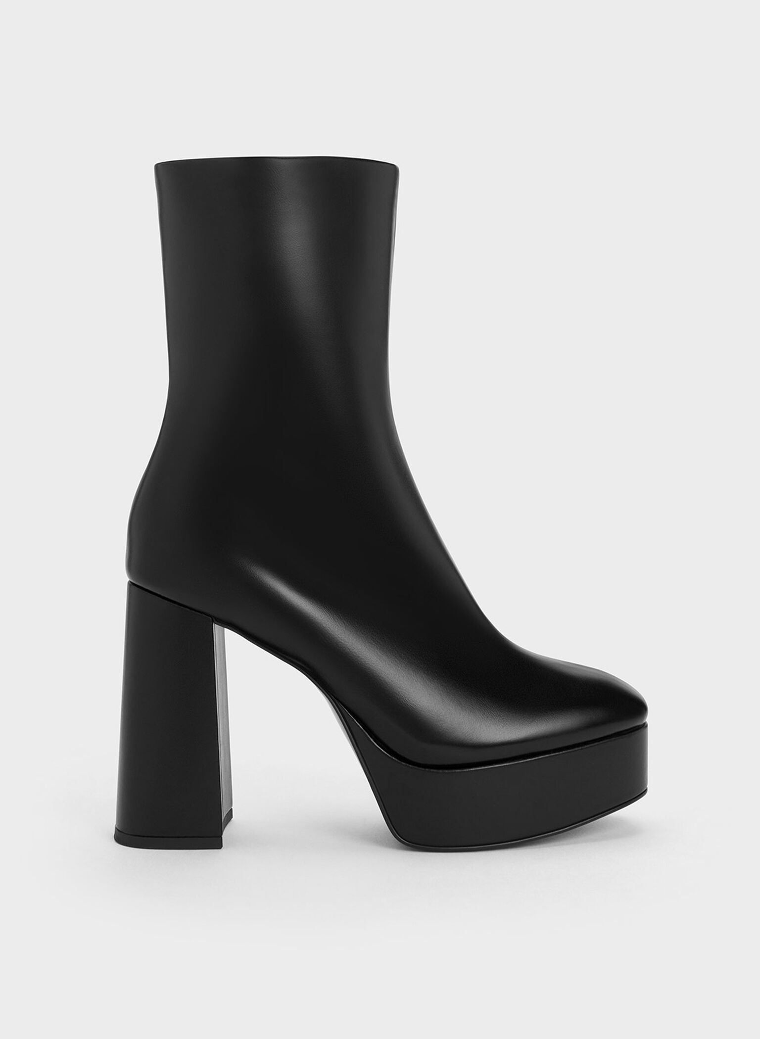 Black Platform Side-Zip Ankle Boots - CHARLES & KEITH US